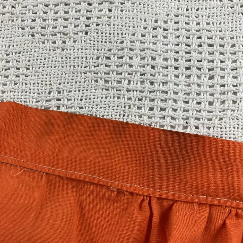 Retro Orange Kitchen Apron Handmade Floral Pocket Short Waist Tie Vintage